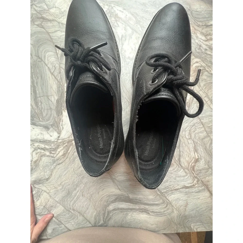 Hush Puppies Mens Black Leather Lace Up Oxford Shoes Size 10.5 Comfort‎ Bounce